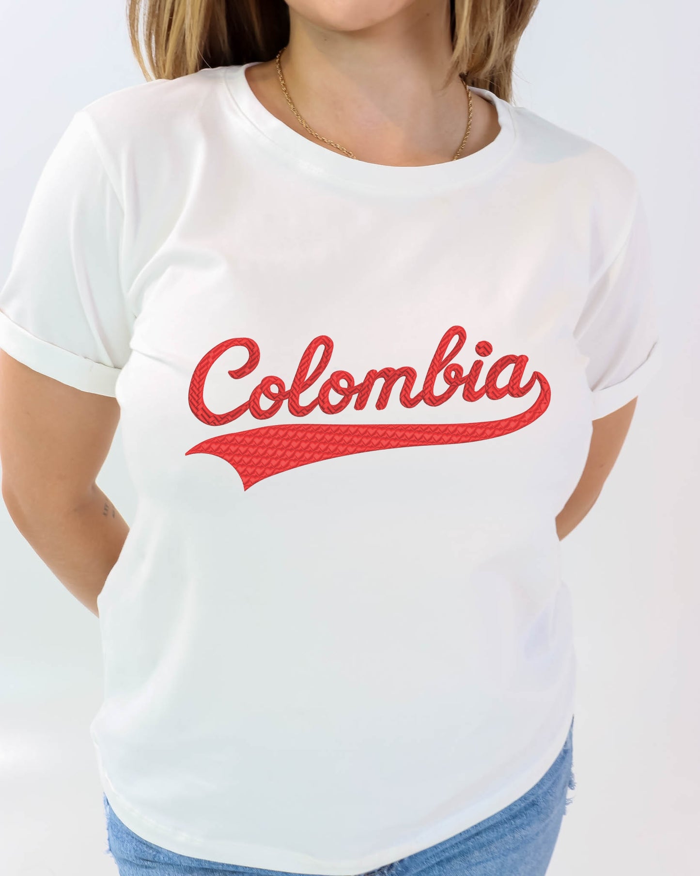 Camiseta de mujer "Colombia" en Tela Fria | Maitex