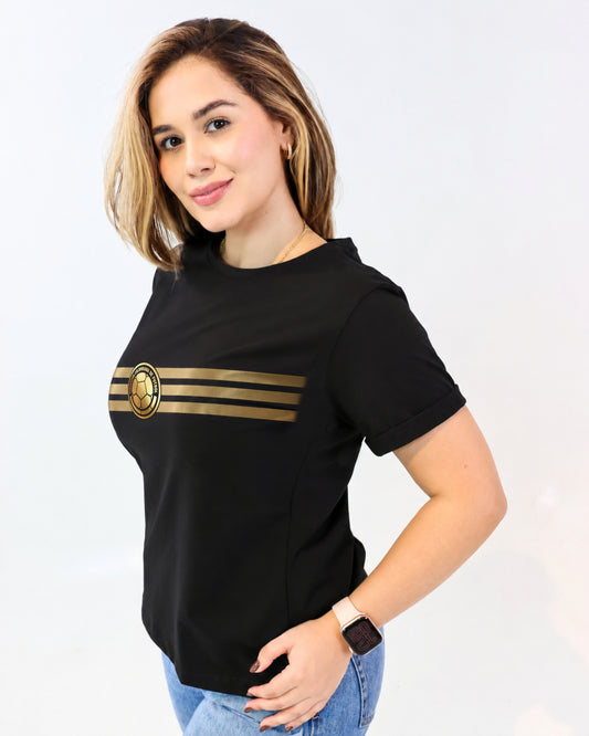 Camiseta de mujer "Colombia Dorada" en Tela Fria | Maitex