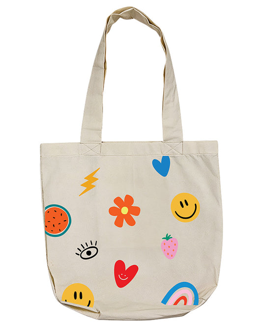TOTE BAG CARAS FELICES FRUTAS FLORES