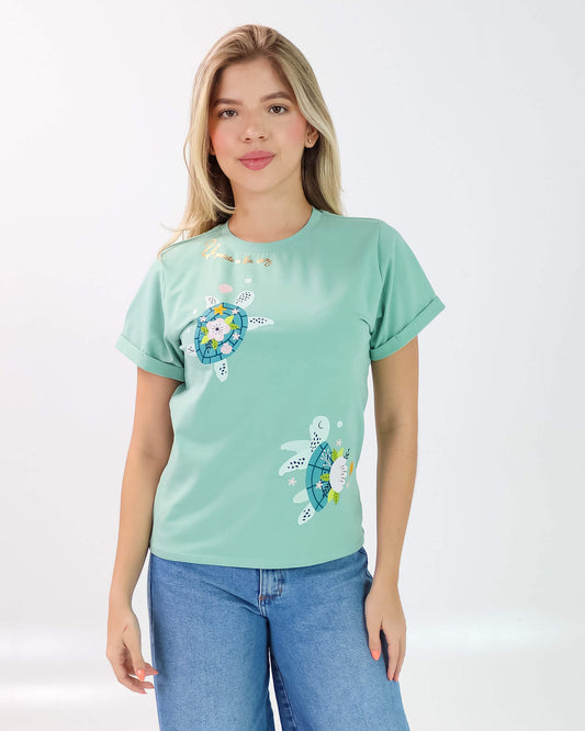 Camiseta de Mujer "Un pasito a la vez" en Tela Fría | Maitex