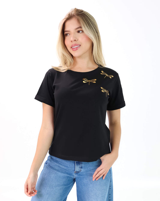 Camiseta de Mujer "Libélulas" en Tela Fría | Maitex