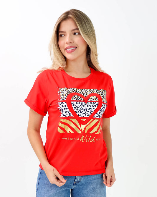 Camiseta de Mujer "Always keep a wild Heart" en Tela Fría | Maitex