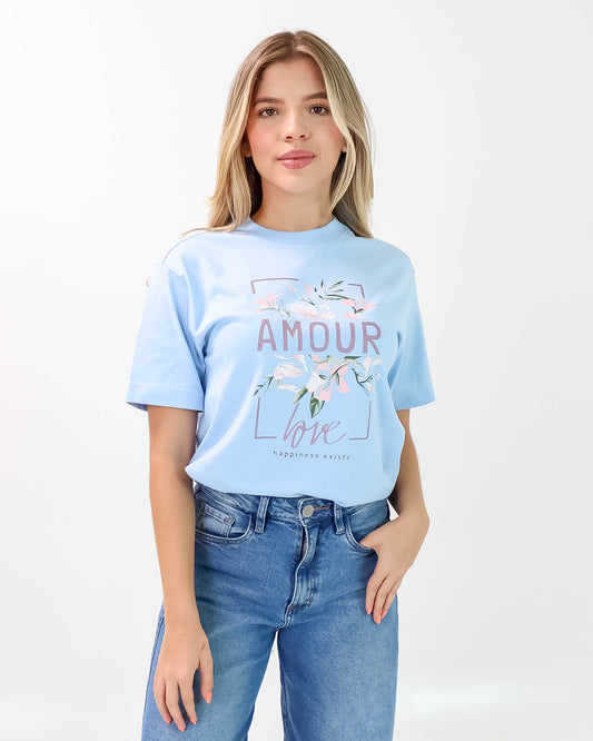 Camiseta de Mujer "Amour Happiness" en Algodón Premium Peruano | Maitex