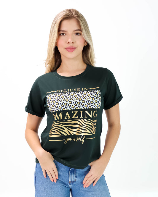 Camiseta de Mujer "Believe in yourself" en Tela Fría | Maitex