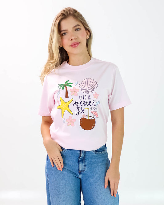 Camiseta de Mujer "Coconut Beach" en Algodón Premium Peruano