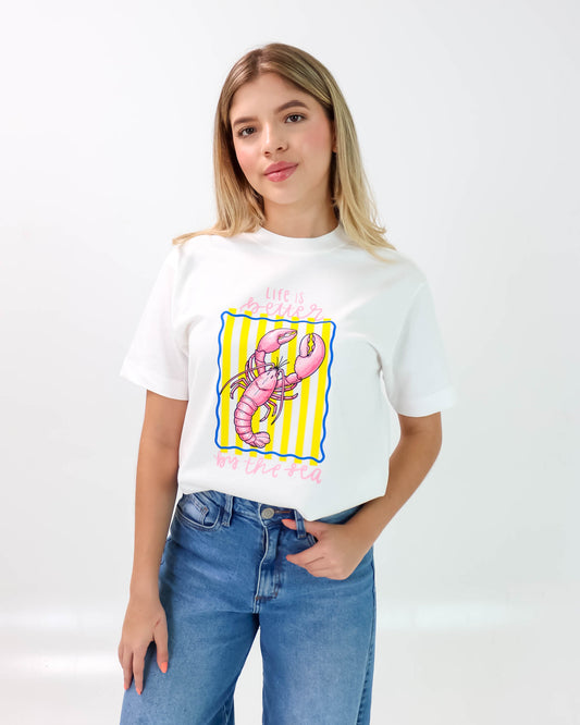 Camiseta de Mujer "Sea Vibes" en Algodón Premium Peruano | Maitex