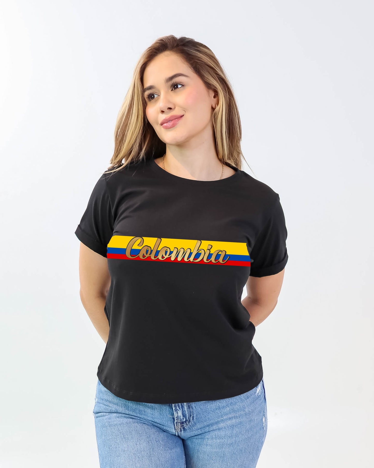 Camiseta de mujer "Tricolor Colombiano" en Tela Fria | Maitex