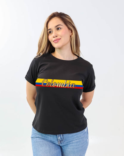 Camiseta de mujer "Tricolor Colombiano" en Tela Fria | Maitex
