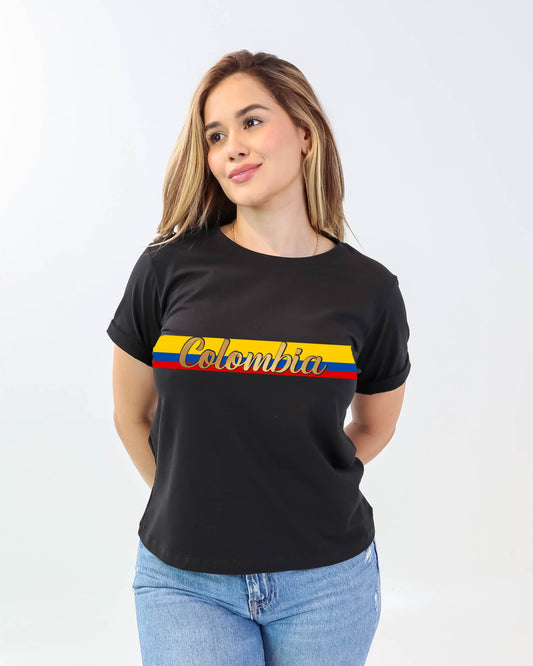 Camiseta de mujer "Tricolor Colombiano" en Tela Fria | Maitex