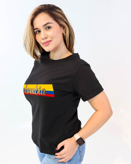 Camiseta de mujer "Tricolor Colombiano" en Tela Fria | Maitex