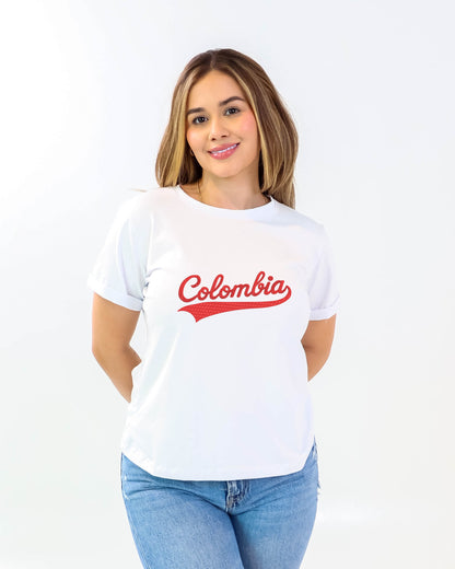 Camiseta de mujer "Colombia" en Tela Fria | Maitex
