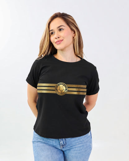 Camiseta de mujer "Colombia Dorada" en Tela Fria | Maitex
