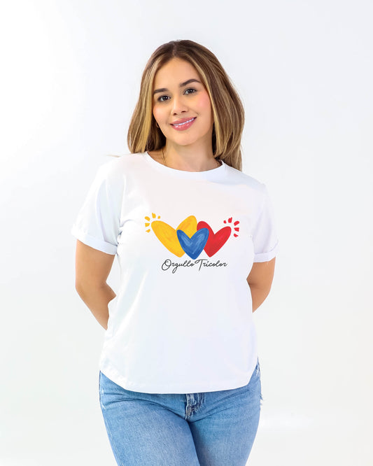 Camiseta de mujer "Orgullo Tricolor" en Tela Fria | Maitex