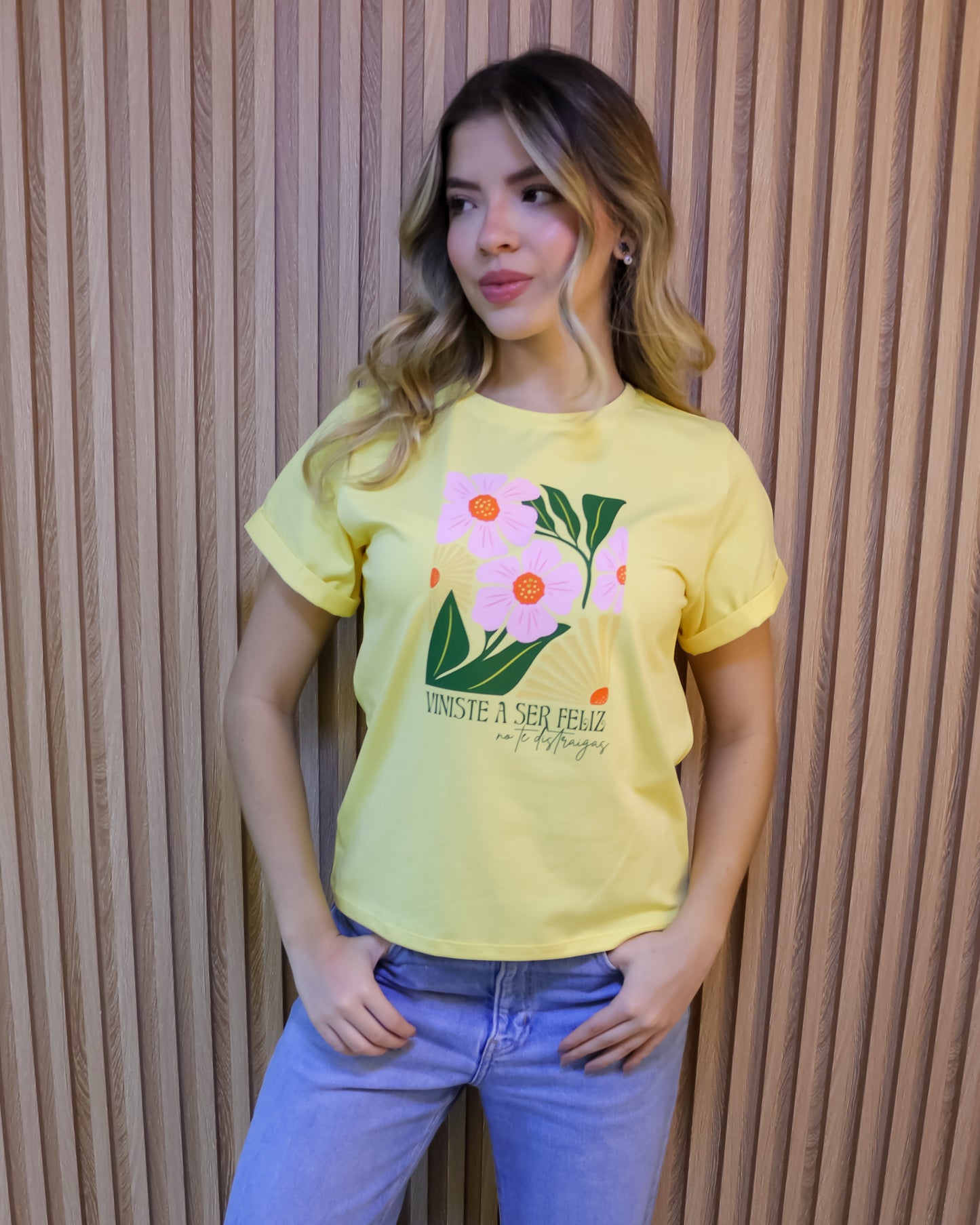 Camiseta Mujer Tela Fría – “Viniste A Ser Feliz” Maitex