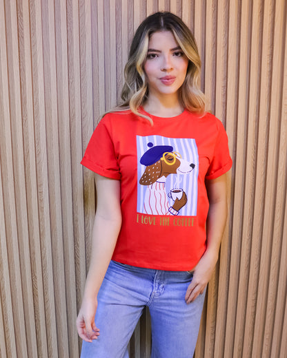 Camiseta Mujer Tela Fría – “I LOVE THE COFFEE” Maitex