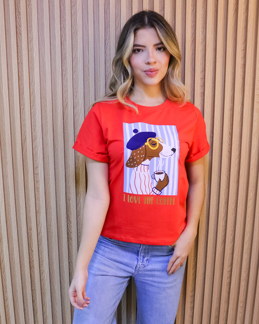 Camiseta Mujer Tela Fría – “I LOVE THE COFFEE” Maitex