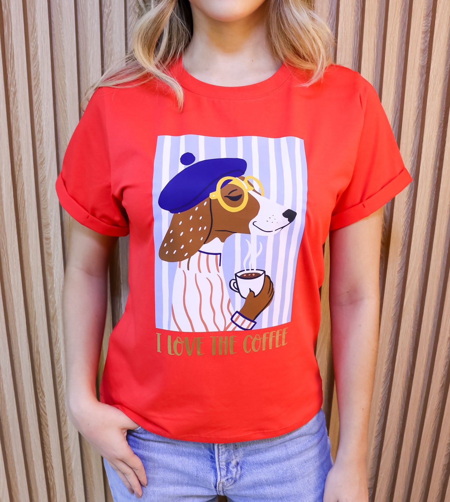 Camiseta Mujer Tela Fría – “I LOVE THE COFFEE” Maitex