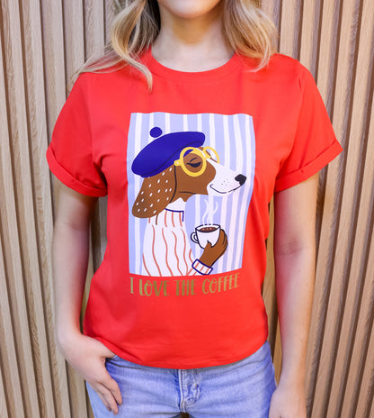 Camiseta Mujer Tela Fría – “I LOVE THE COFFEE” Maitex