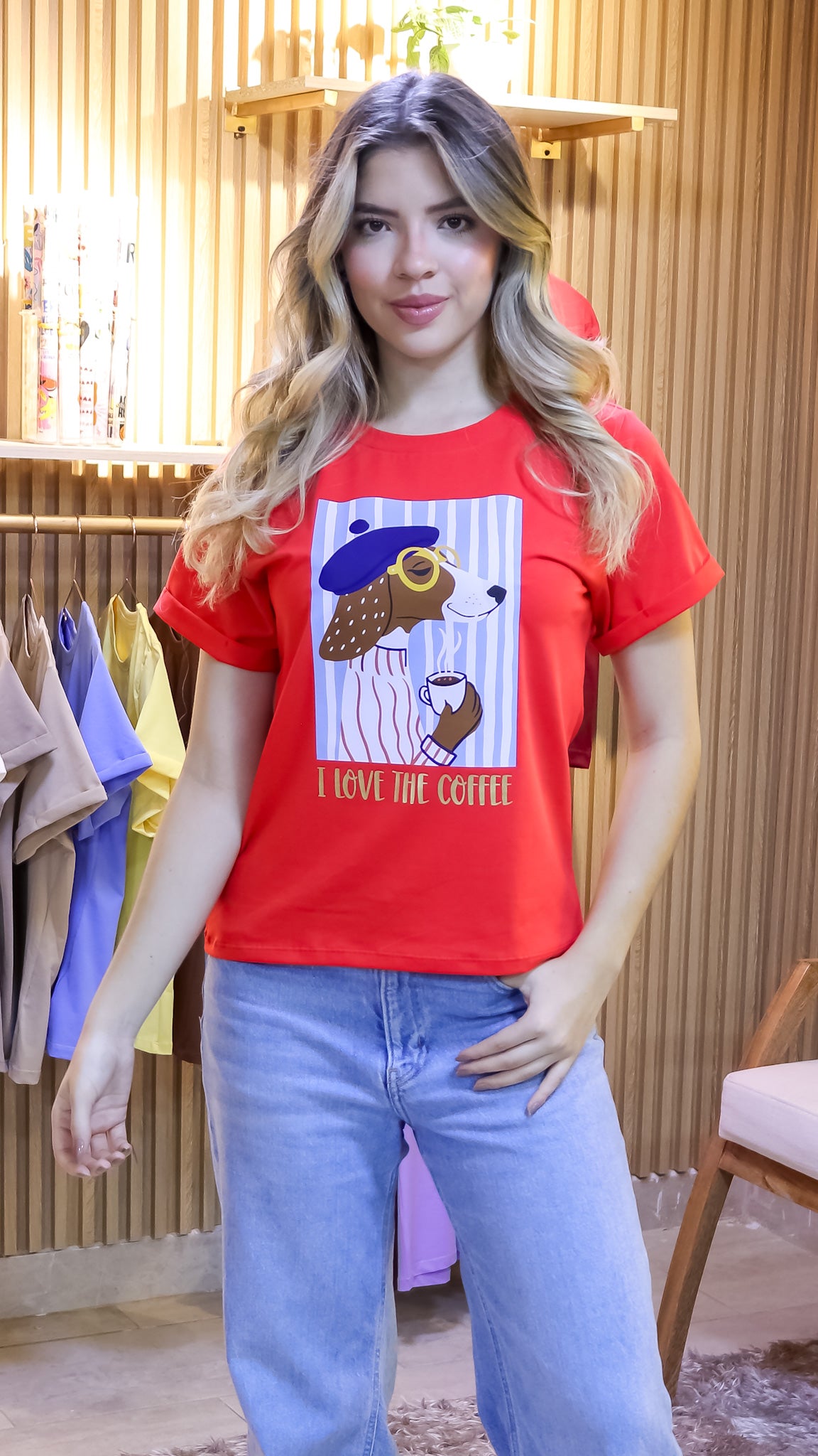 Camiseta Mujer Tela Fría – “I LOVE THE COFFEE” Maitex