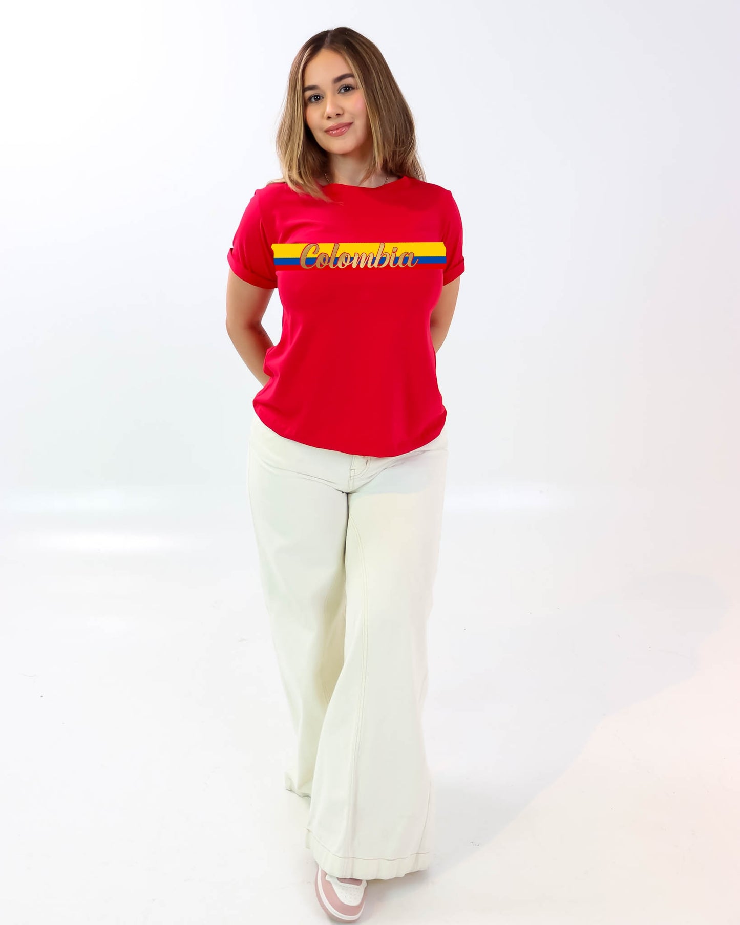 Camiseta de mujer "Tricolor Colombiano" en Tela Fria | Maitex