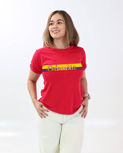 Camiseta de mujer "Tricolor Colombiano" en Tela Fria | Maitex