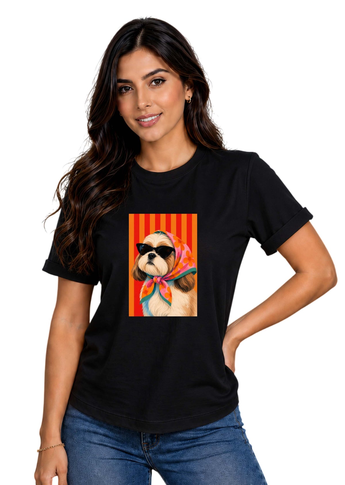 Camiseta de mujer "Doggy Chic" en Tela Fría | Maitex