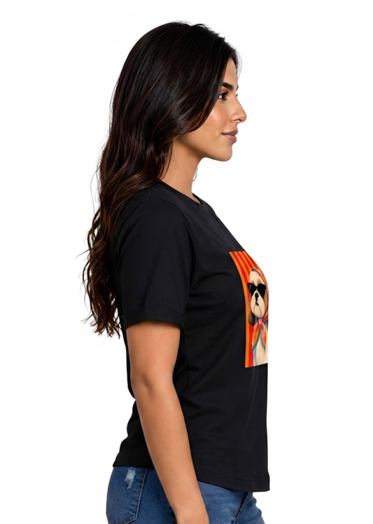 Camiseta de mujer "Doggy Chic" en Tela Fría | Maitex