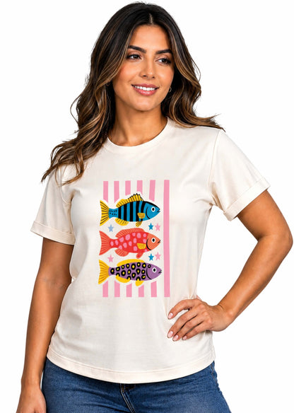 Camiseta de mujer "Tropical Sea" en Tela Fría | Maitex