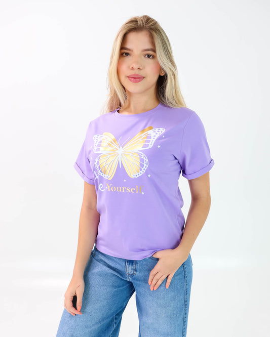 Camiseta de Mujer "Be Yourself" en Tela Fría | Maitex