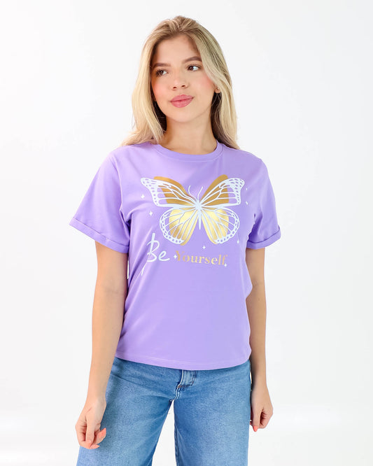 Camiseta de Mujer "Be Yourself" en Tela Fría | Maitex