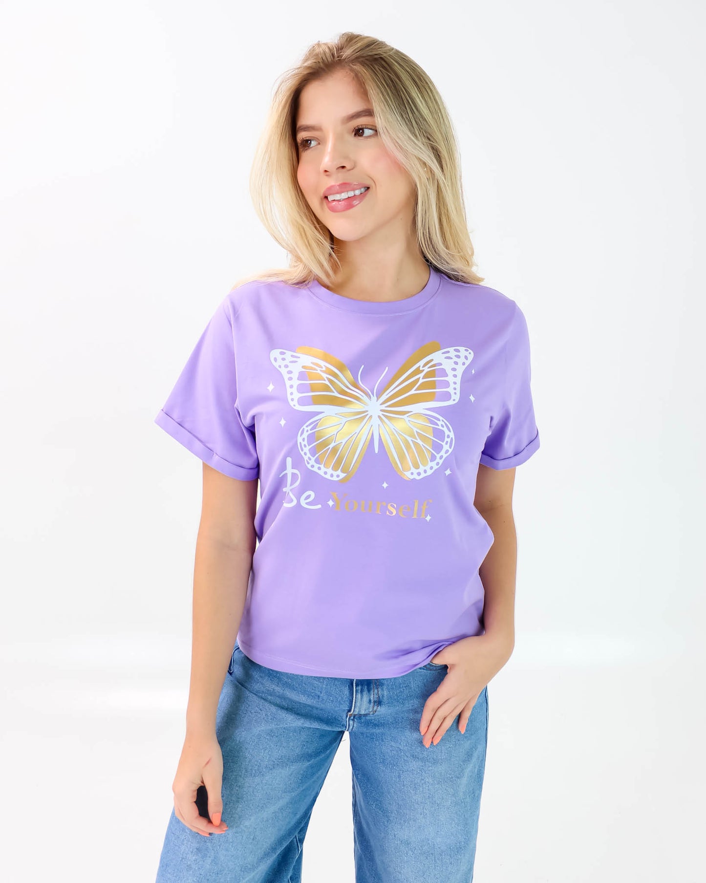 Camiseta de Mujer "Be Yourself" en Tela Fría | Maitex