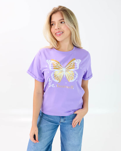 Camiseta de Mujer "Be Yourself" en Tela Fría | Maitex