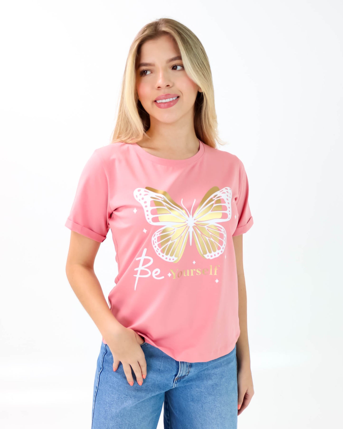 Camiseta de Mujer "Be Yourself" en Tela Fría | Maitex