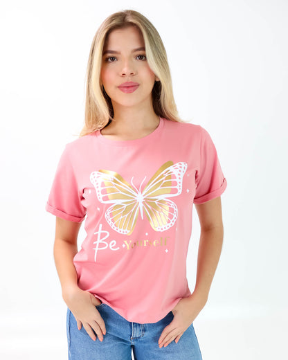 Camiseta de Mujer "Be Yourself" en Tela Fría | Maitex
