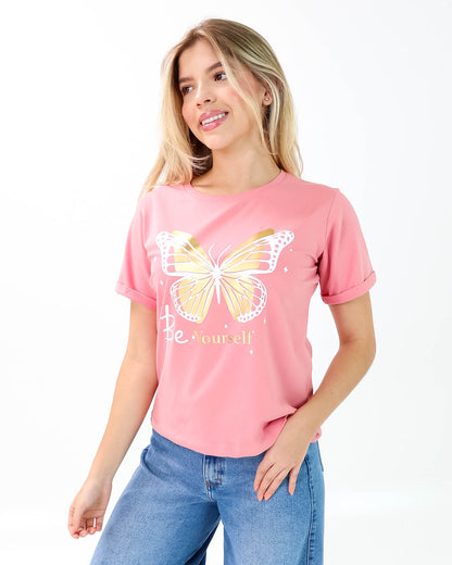 Camiseta de Mujer "Be Yourself" en Tela Fría | Maitex