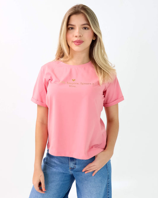 Camiseta de Mujer "Respira, Inspira, Ignora y Vive" en Tela Fría | Maitex