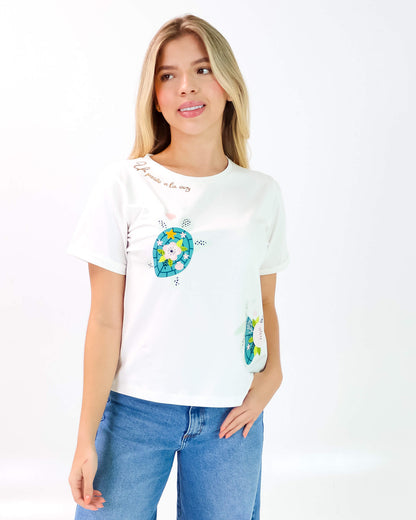 Camiseta de Mujer "Un pasito a la vez" en Tela Fría | Maitex