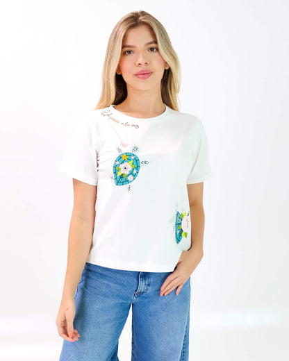 Camiseta de Mujer "Un pasito a la vez" en Tela Fría | Maitex