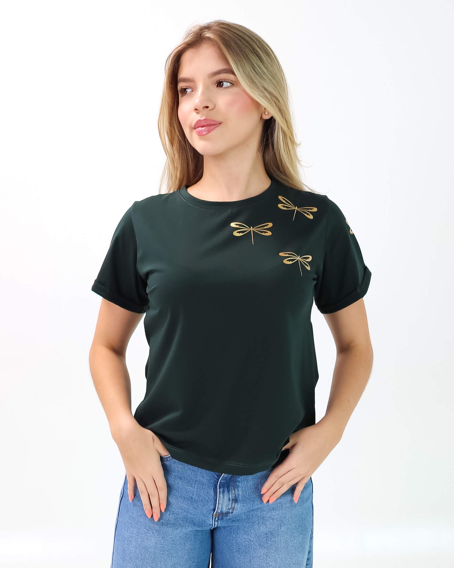 Camiseta de Mujer "Libélulas" en Tela Fría | Maitex