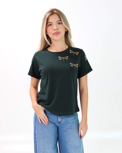Camiseta de Mujer "Libélulas" en Tela Fría | Maitex