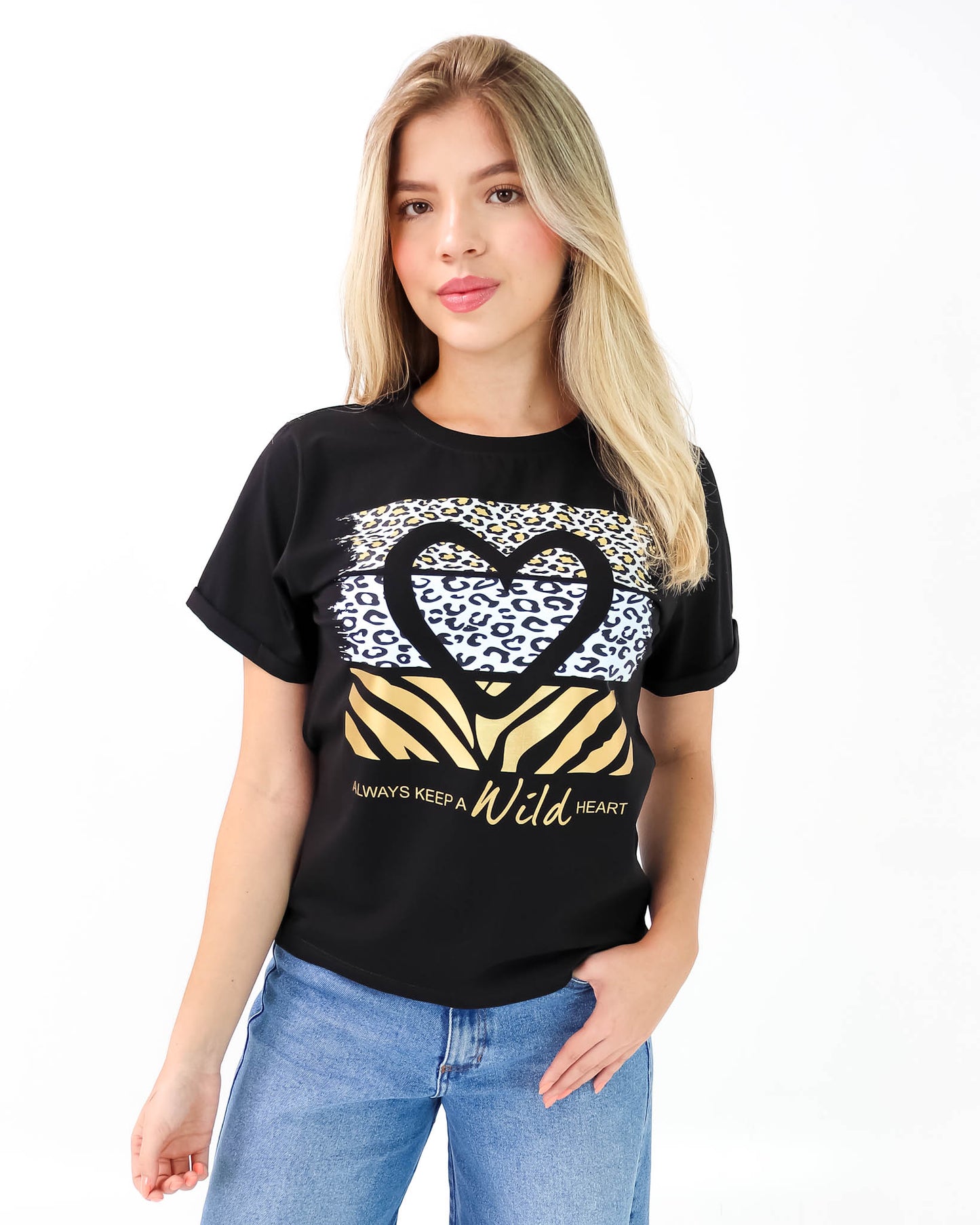 Camiseta de Mujer "Always keep a wild Heart" en Tela Fría | Maitex