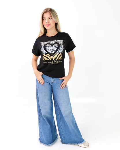 Camiseta de Mujer "Always keep a wild Heart" en Tela Fría | Maitex