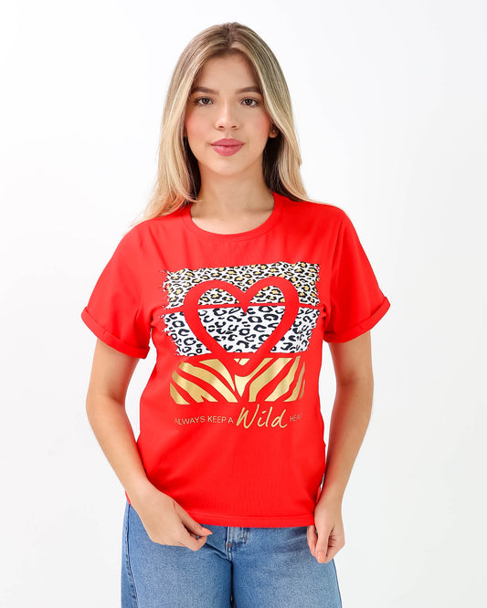 Camiseta de Mujer "Always keep a wild Heart" en Tela Fría | Maitex