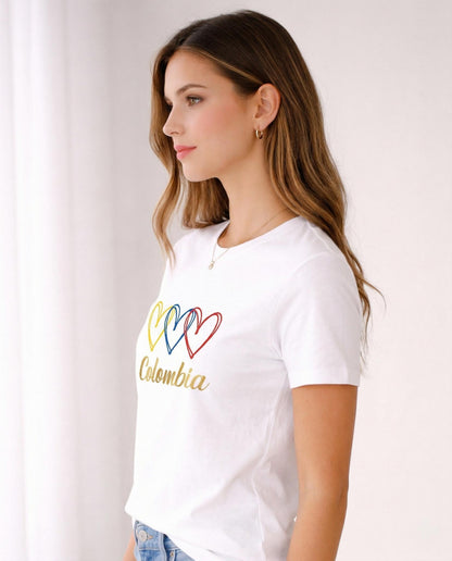 Camiseta de mujer "Amor Tricolor" en Algodón Premium Peruano | Maitex