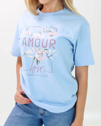 Camiseta de Mujer "Amour Happiness" en Algodón Premium Peruano | Maitex