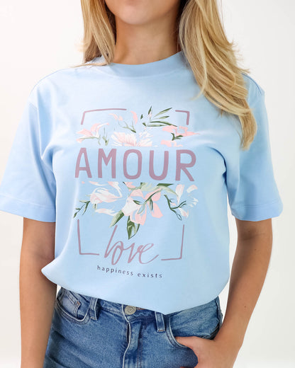 Camiseta de Mujer "Amour Happiness" en Algodón Premium Peruano | Maitex
