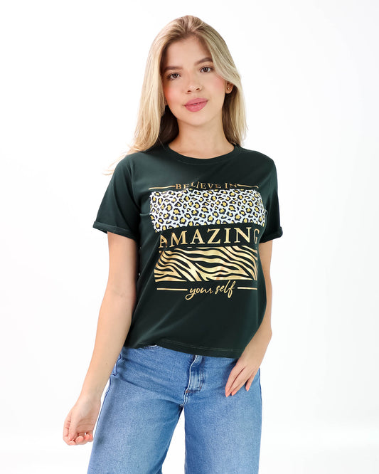 Camiseta de Mujer "Believe in yourself" en Tela Fría | Maitex