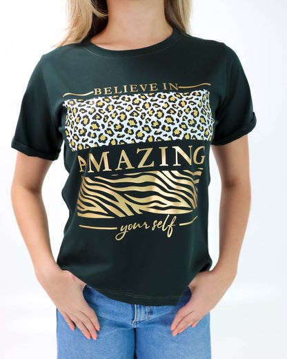 Camiseta de Mujer "Believe in yourself" en Tela Fría | Maitex
