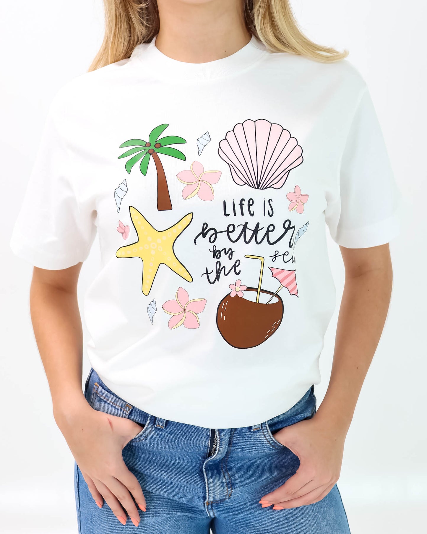 Camiseta de Mujer "Coconut Beach" en Algodón Premium Peruano