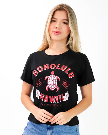 Camiseta de Mujer "Honolulu Hawaii" en Tela Fría | Maitex